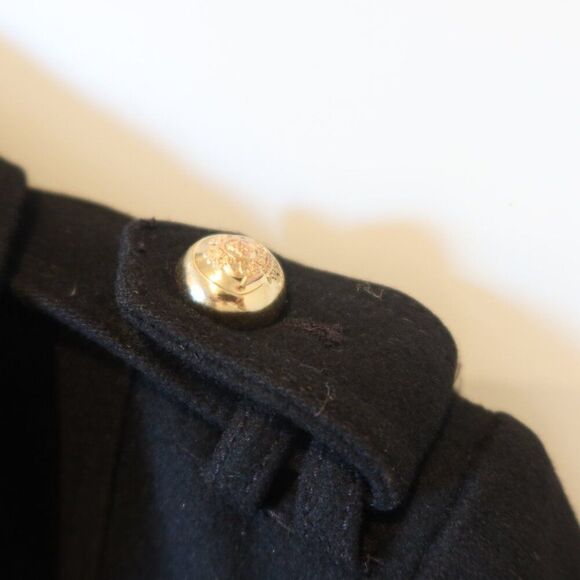 Miss Sixty Double Breasted Peacoat Wool Blend black Belt Trench gold S military - Picture 11 of 15